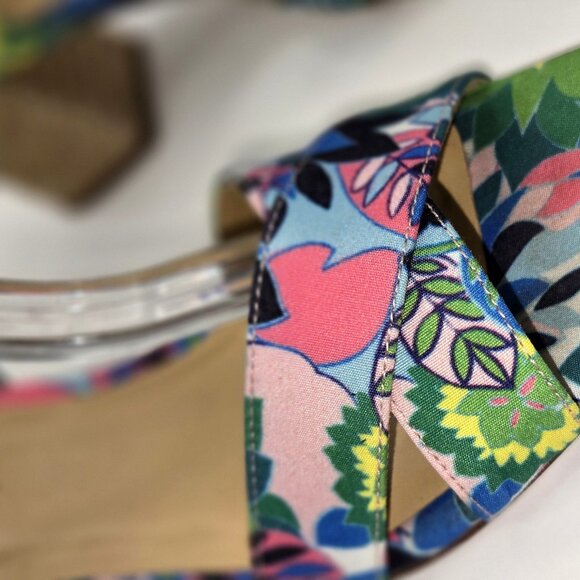 Talbot's Women's Floral Print Block Jute Heel Sandals Size 6 - Picture 3 of 6